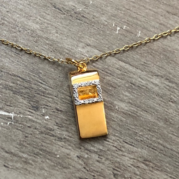 New Delmar Yellow Rhodium Plated Pave Diamond Whistle Charm Pendant Necklace - Picture 3 of 7